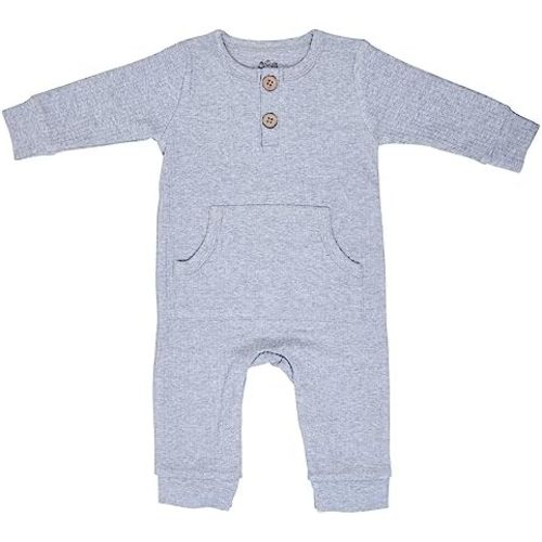 Three Little Tots - Baby Girl Boy Romper Ribbed Bodysuit Solid Plain One Piece Jumpsuits One Piece Baby Clothes Outfits Fall