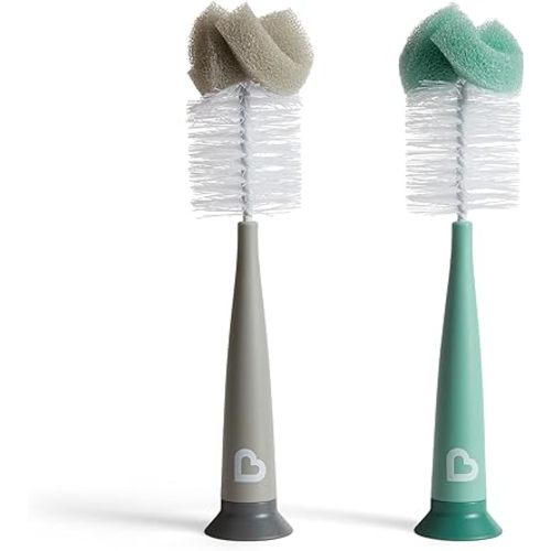 Munchkin Sponge Bottle Brush, Grey/Sage, 2 Count (Pack of 1)