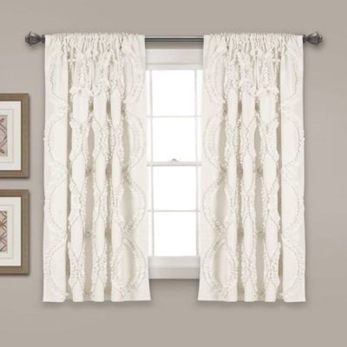 63"x54" Avon Window Curtain Panel White - Lush Décor: Light Filtering, Rod Pocket, OEKO-TEX Certified