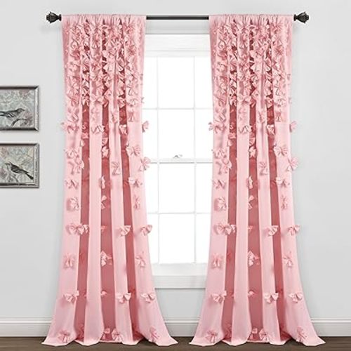 Lush Decor Riley Window Curtain (Single Panel), 54"W x 84"L, Pink