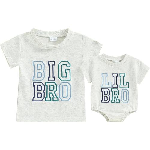Toddler Baby Girl Boy Clothes Embroidery Bro/Sis Siblings Matching Outfits Toddler Big Brother/Sister Shirt