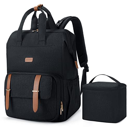 mommore Breast Pump Backpack for Spectra S1,S2 Medela Large Diaper Backpack for Working Moms with 15.6 inch Laptop Sleeve, Black
