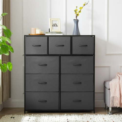 Mainstays 9 Drawer Fabric Dresser for Bedroom, Grey
