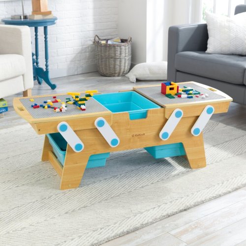 KidKraft Building Bricks Play N Store Wooden Table with 200+ Bricks, Natural & Reviews | Wayfair