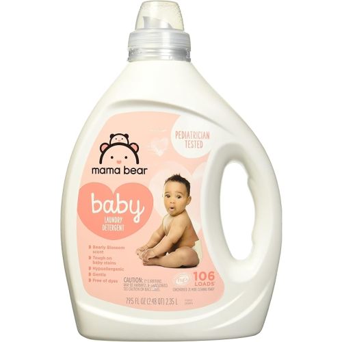 Amazon Brand - Mama Bear Concentrated Liquid Baby Laundry Detergent, Bearly Blossom Scent, 106 Loads, 79.5 fl oz (Pack of 1)