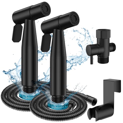 FREDI Bidet Sprayer for Toilet - Handheld Sprayer Kit, Adjustable Pressure, Stainless Steel, Easy to Install (2-Pack, Matte Black)