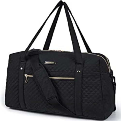 Amazon.com | Travel Duffle Bag, BAGSMART Weekender Overnight Bag for Women Large Carry On Bag with Laptop Compartment, Shoes Bag (Black) | Travel Duffels