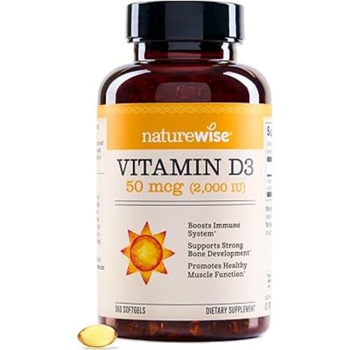 NatureWise Vitamin D3 2000iu (50 mcg) 1-Year Supply for Immune Support, Healthy Muscle Function, and Bone Health - Non-GMO, Gluten Free in Organic Extra Virgin Olive Oil, (Mini Softgel), 360 Count
