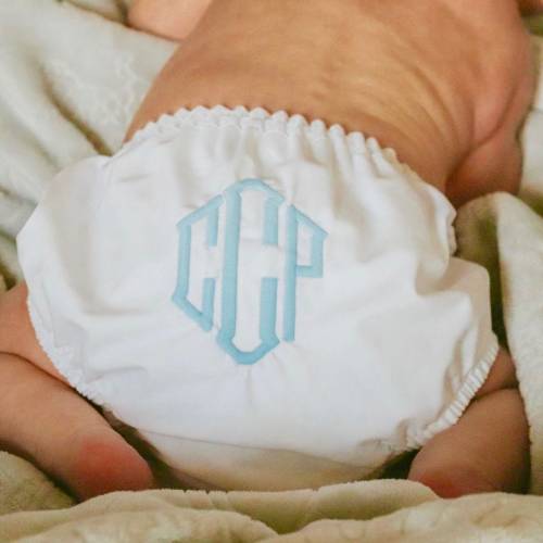 Boy Newborn Bloomers with Monogram - Diaper Cover - Newborn Pictures