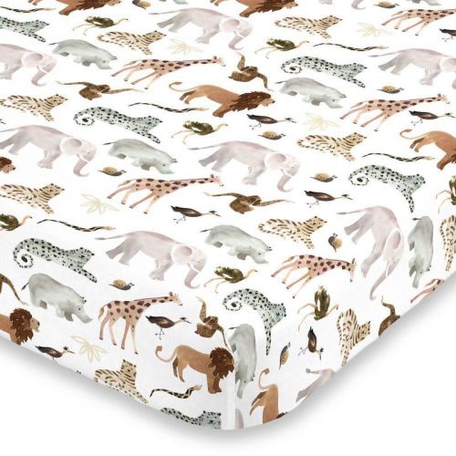 NoJo Watercolor Jungle Friends Crib Sheet