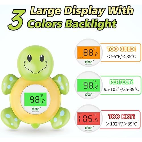 Baby Bath Thermometer, Digital Water Temperature Thermometer with 3 Color Backlit and Temperature Warning, Safety Bath Tube Thermometer Floating Toy for Infant, Toddler