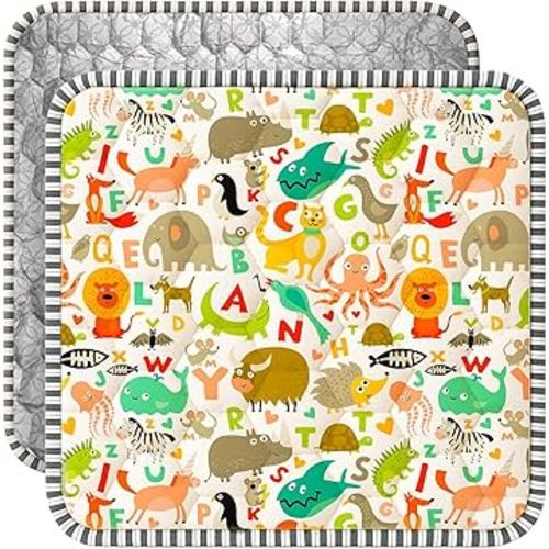 Baby Play Mat for Floor 50x50, Soft Foldable Playpen Mat for Floor, Thick Foam Padded Non-Slip Waterproof Washable Baby Crawling Mat for Toddlers Infants (Animal Print)