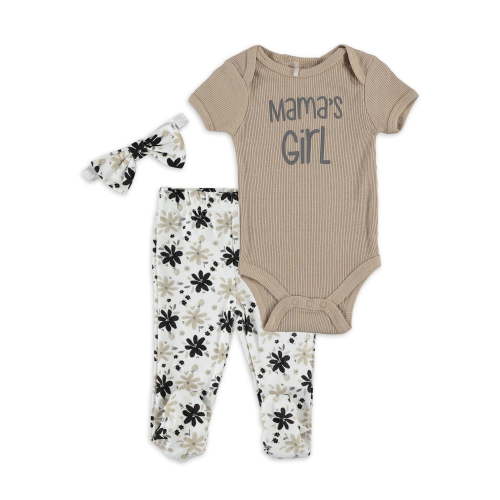 Chick Pea Baby Girl 3 PC Footed Pant Set, Sizes Newborn-9 Months
