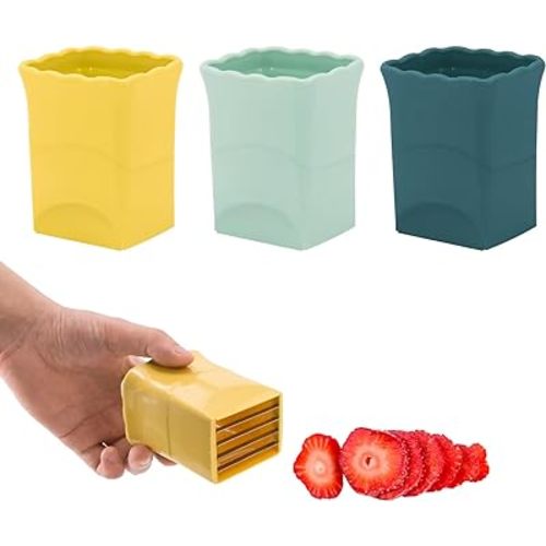 Strawberry Slicer - Cup Slicer - Cup Fruit Slicer - CEHNCEH Cup Slicer Handheld - 2024 New Mini Fruit Slicer Cup - Stainless Steel Strawberry Slicer (3pcs)