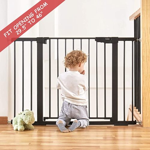 Mom's Choice Awards Winner-Cumbor 29.5-46" Auto Close Safety Baby Gate, Extra Tall and Wide Child Gate, Easy Walk Thru Durability Dog Gate for House, Stairs, Doorways, Black - 30.5" Tall