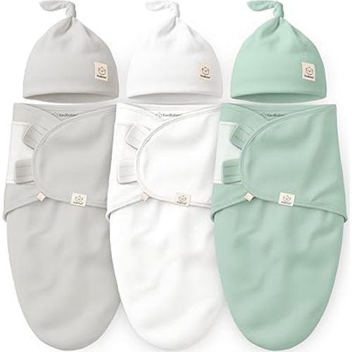 KeaBabies 3-Pack Organic Swaddles for Newborns Girls, Boys with Hats - Soft Cotton Baby Sleep Sacks 0-3 Months, Breathable Baby Hats and Swaddles 0-3 Months, Newborn Essentials Must Haves (Sage)