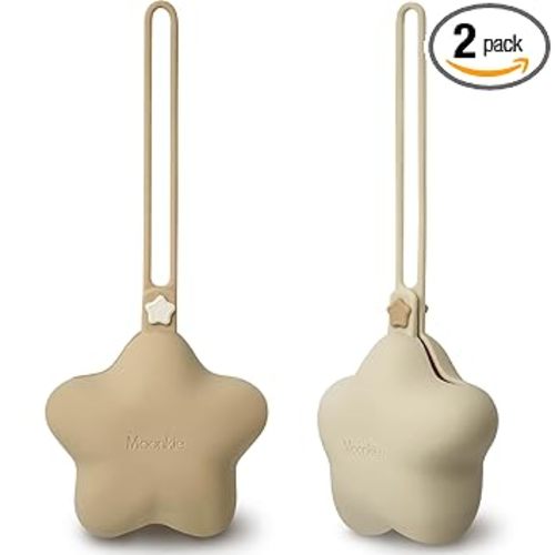 Moonkie Silicone Pacifier Holder Case, Cute Portable Pacifier Storage Case, 2 Pack