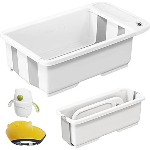 Collapsible Baby Bathtub with Smart Temperature Display, Portable Travel Bathtub, Ideal for 0-36 Months Infants
