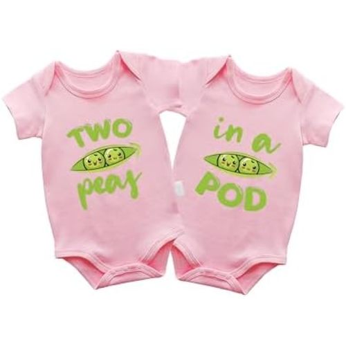 Baby Twins Bodysuits Two Peas Ina Pod Newborn Baby Clothes Cute Toddler Outfits Infant Unisex Romper