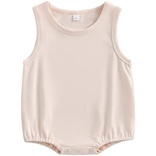 Emmababy Summer Romper Baby Boy Sleeveless Bubble Romper Solid Color Oversized T-Shirt Infant Bodysuit Unisex Newborn Outfit