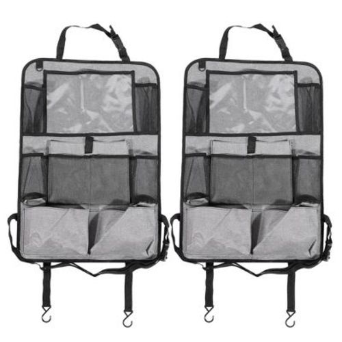 Unique Bargains Car Back Seat Organizer with Touch Screen Tablet Holder Storage Bag 2 Pcs Gray