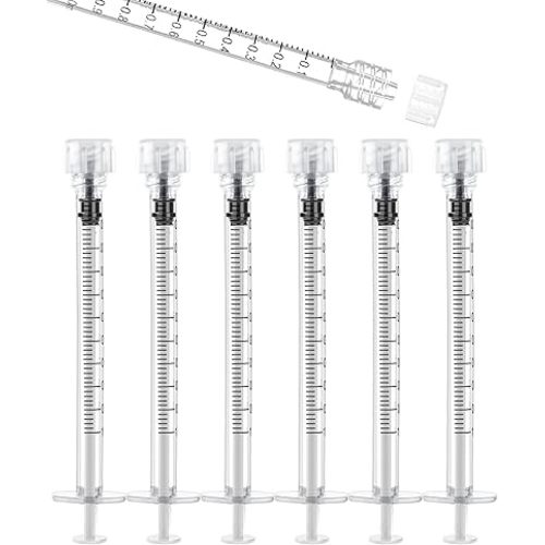 1mL Luer Lock Syringes Without Needle - Syringe with Cap, Sterile Individually Sealed, Professional, Industrial & Personal Home Care, 50 Pack