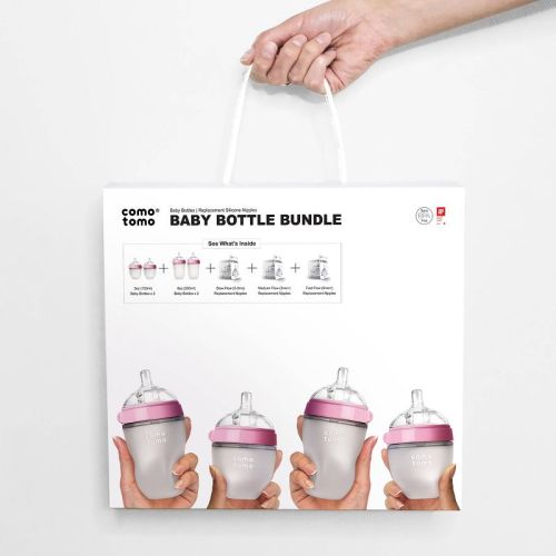 Comotomo Baby Bottle Gift Set - Pink - 10ct
