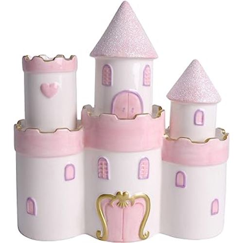 Vencer Large Ceramic Princess Castle Piggy Bank Kids Piggy Bank for Girls and Boys,Money Bank,Kids Piggy Bank,Pink,Great Gift Toy for Kids,VTM-01