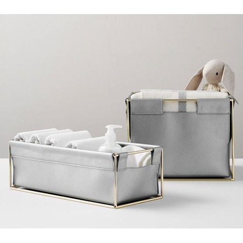 Metal & Faux Leather Nursery Storage - Changing Table