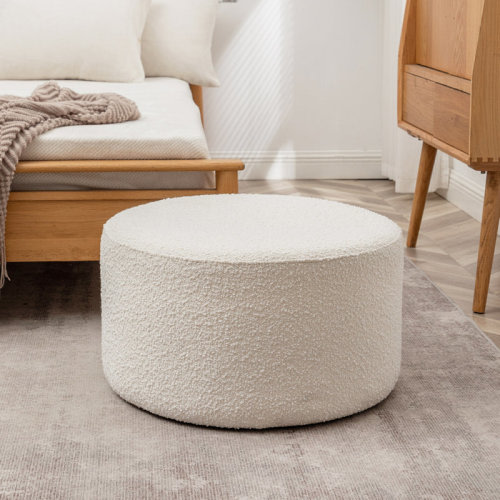 Wade Logan® Brichelle 24'' Wide Modern Round Upholstered Ottoman & Reviews | Wayfair