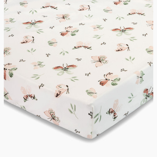 Crane Baby Cotton Sateen Crib Fitted Sheet - Parker Butterfly