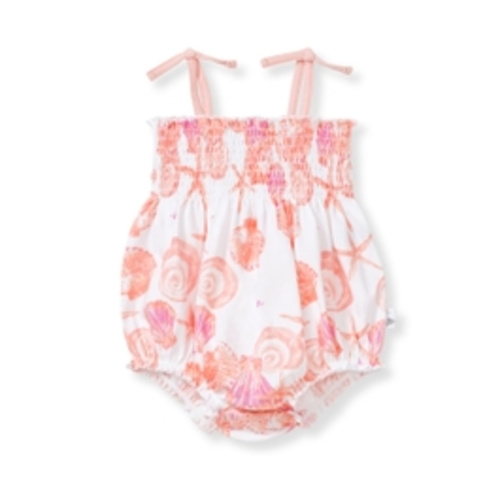 Swirly Seashells Smocked Baby Girl Bubble Bodysuit