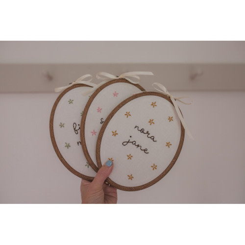 thesimplegoodsco Hand Embroidered Floral Custom Name Hoop
