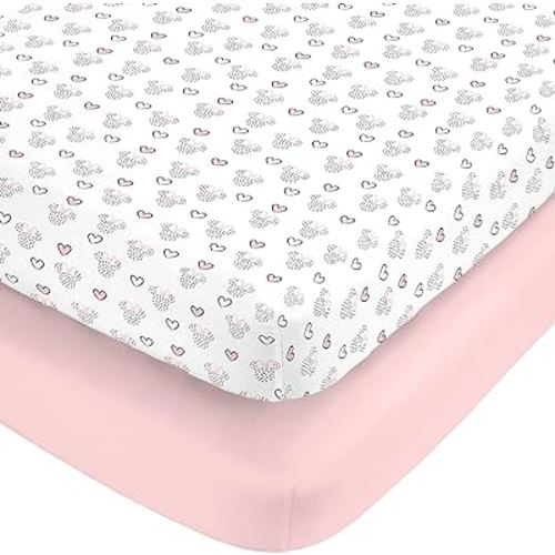 Disney Minnie Mouse Hearts Girl Standard 2-Pack Fitted Crib Mattress Sheets
