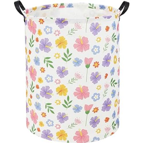 Flower Kids Laundry Basket Baby Hamper Toy Storage Bin for Boys Room Decor Baby Nursery Hamper Gift Baskets for Bedroom Bathroom(Flower)