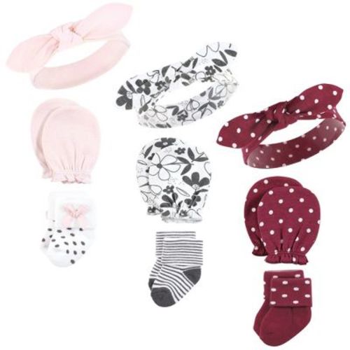Hudson Baby Infant Girl Caps, Mittens And Socks Set, Retro Floral, 0-6 Months