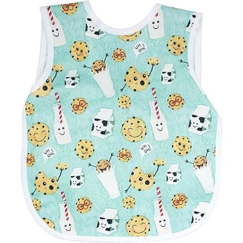 BapronBaby Cookies & Milk Bapron - No Neck Tie Safer Bib for Baby & Toddler - Soft Waterproof Stain Resistant - Machine Washable - Sz Baby/Toddler 6m-3T
