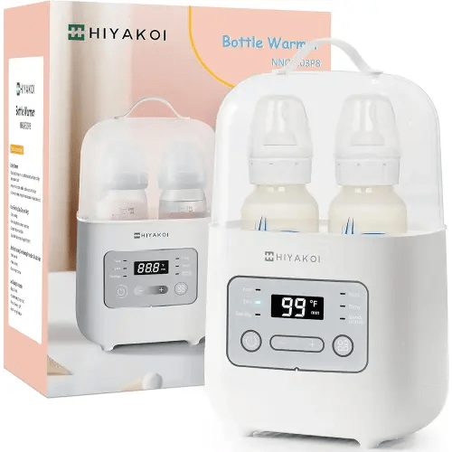 Bottle Warmer, HIYAKOI Fast Baby Bottle Warmer for Breastmilk with Smart Temperature Control, Keep 24H, Sterili-zing, Heat Baby Food, Thaw, Double Bottle Warmer for All Bottles