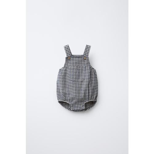 GINGHAM ROMPER - Navy blue | ZARA United States