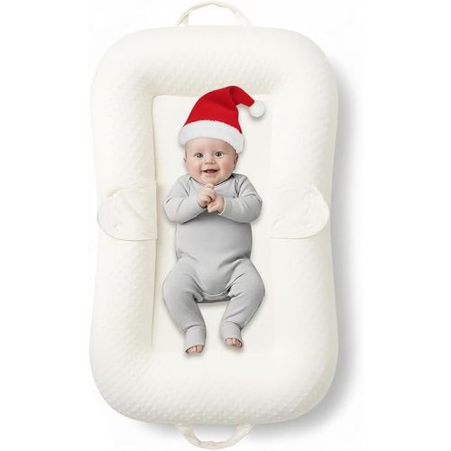Baby Lounger Pillow : 3-in-1 Infant Lounger for Newborn 0-24 Months, Portable Tummy Time Mat for Home and Travel, Breathable & Soft Baby Seat for Baby, Babies Essentials Gifts
