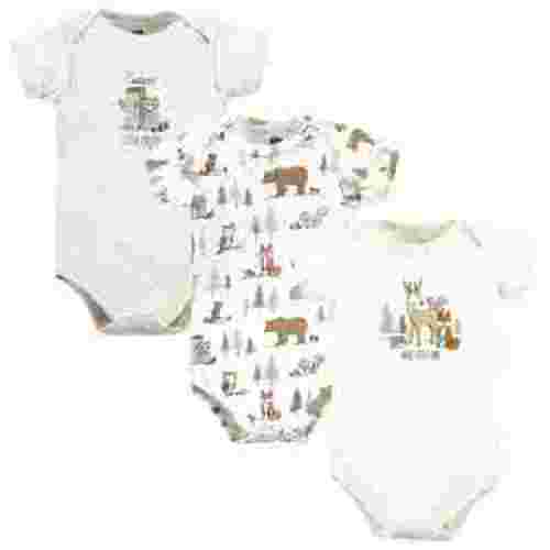 Hudson Baby Cotton Bodysuits, Forest Animals 3-Pack, 9-12 Months