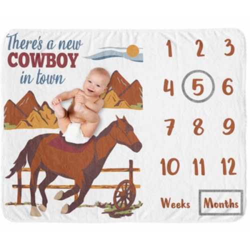 Wild West Collection Monthly Milestone Baby Blanket