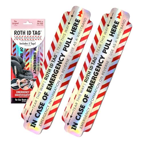 Original ROTH ID TAG™ Kit | Emergency Contact Identification System for Car Seats, Red, White, Black