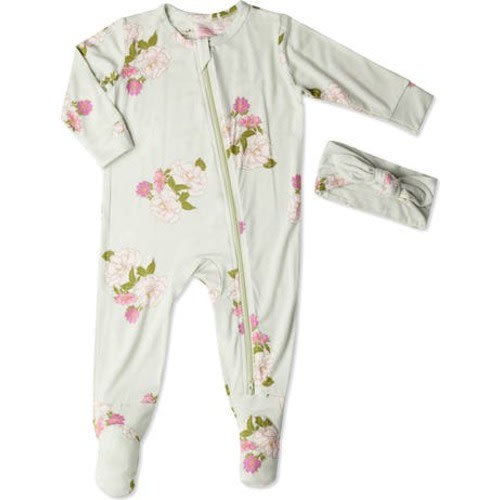 Baby Grey by Everly Grey Zip Footie & Head Wrap Set, 0-3 M