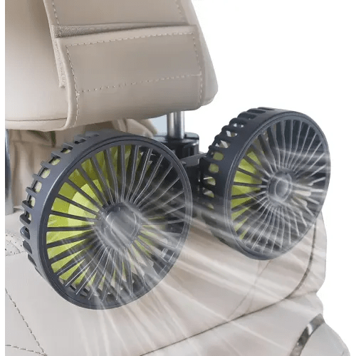 XOOL Car Fans for Backseat - Dual Head USB Cooling Car Fan for Kids, 360° Rotatable Car Rear Headrest Fan, Air Circulation Fan with Adjustable Clip for Vehicles SUV RV Truck