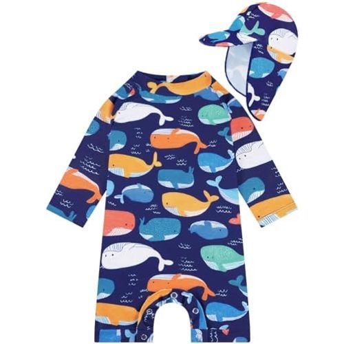 Toddler Baby Boys Kids Long Sleeve Swimwear Infant Bathing Suit Newborn Rash Guard Swimsuit, Size 0-24 Month 2 3t