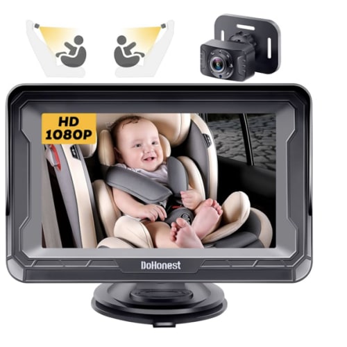 DoHonest Baby Car Camera HD 1080P - Rear-Facing Car Baby Monitor with Night Vision, Adjustable View Angle, Easy Setup, Anti-Glare Display, Safety for Kids & Infants