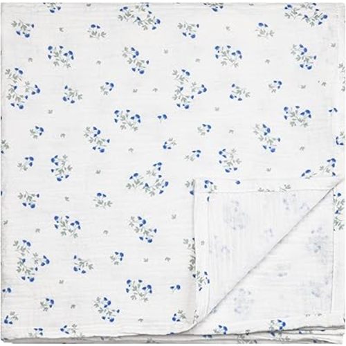 Baby Muslin Swaddle Blanket Muslin Swaddle Blankets Baby Boy Muslin Blanket Baby Girl Swaddle Blankets Baby Girl & Boy Floral Baby swaddle Blanket Neutral Muslin Baby Blanket (BLUE CLOVER)