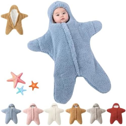 Starfish Baby Sleeping Bag, Baby Starfish Onesie Outfit, Starfish Swaddle Sack for Newborn, Infant Fleece Swaddle Blanket