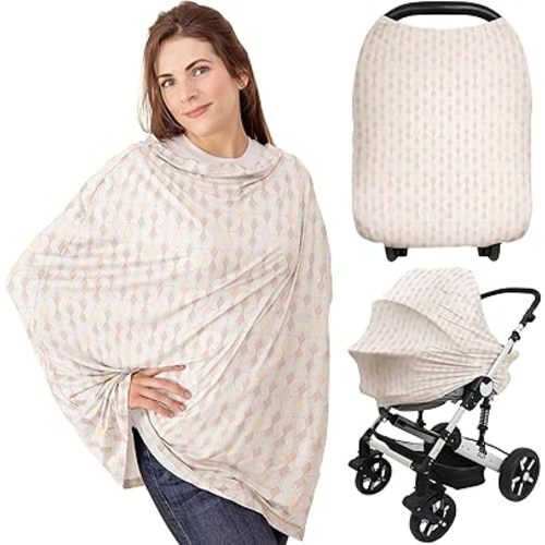Car Seat Covers for Babies - Nursing Covers for Breastfeeding, Baby Car Seat Canopy for Girls, Boys, Nursing Essentials for Breastfeeding Women, Infant Stroller Privacy Protection (Prism)
